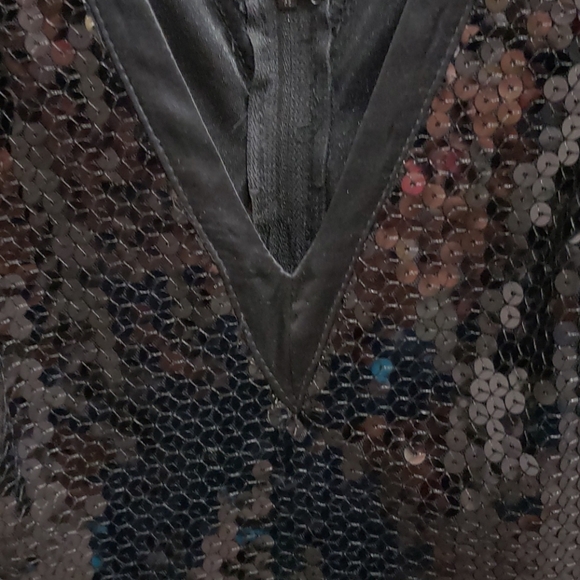 Alexia Admor V Neck Sleeveless Sequin BLK Dress L - Picture 7 of 8